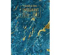 Agenda de Bord du Professeur 2026-2027: Marbre Bleu & Doré | Carnet de bord enseignant A4 | Planification de cours avec un tableau semainier (1 ... pour l'année scolaire | Relevé de notes