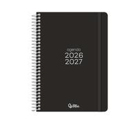 Agenda escolar liderpapel 26-27 espiral basic dia pagina a5 bilingue 70g papel fsc negro - LP671