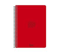 Agenda escolar liderpapel curso 2026-2027 espiral basic a5 bilingue 70g papel fsc (Rojo, Día por págnia)