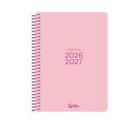 Agenda escolar liderpapel 26-27 espiral basic dia pagina a5 bilingue 70g papel fsc rosa - LP674