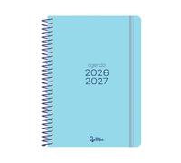 Agenda escolar liderpapel 26-27 espiral basic dia pagina a5 bilingue 70g papel fsc azul turquesa - LP675
