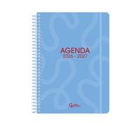 Liderpapel Agenda Escolar 2026-2027 Classic, A5, Día Página, Espiral, Interior Bilingüe Español-Inglés, Papel FSC 70g, Color Azul Turquesa