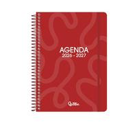 Agenda escolar liderpapel 26-27 espiral classic dia pagina a5 bilingue 70g papel fsc rojo - LP696