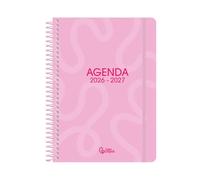 Agenda escolar liderpapel 26-27 espiral classic dia pagina a5 bilingue 70g papel fsc rosa - LP694