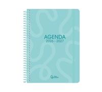 Agenda escolar liderpapel 26-27 espiral classic dia pagina a5 bilingue 70g papel fsc azul turquesa - LP693