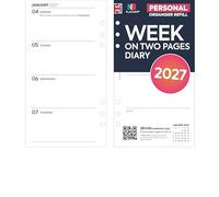 Agenda semanal en dos páginas 2027 | enero 2027 - diciembre 2027 | Compatible con organizadores de tamaño personal Filofax | 95 x 171 mm