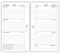 Agendepoint.it Recambio agenda organizador semanal 2026 a rayas, diseño en 2 páginas, papel 90 g, calendario anual 2026, notas personales, blanco, 9,5 x 17 cm