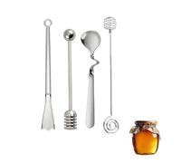 Agitadores de Miel, Globe Cuchara de miel Cuchara de MermeladaAcero inoxidable 4pcs, Palitos de Miel en Espiral de Miel, Idea Regalo para Amantes de la Miel, Para Mermelada, Yogur, Miel, Jarabe