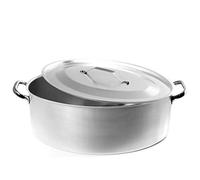 Agnelli ALMA12636 Cacerola Ovalada con Tapa y 2 Asas de Acero Inoxidable, Aluminio Profesional 3 mm, 36 x 25 cm