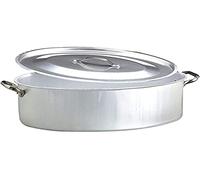 Agnelli ALMA12650 Cacerola Ovalada con Tapa y 2 manijas de Acero Inoxidable, Aluminio Profesional de 3 mm, 50 x 36 cm