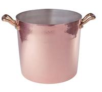 AGNELLI Olla alta de cobre martillado con doble asa de 24 cm