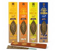 Agni Pack 4 Inciensos Herbio Ecocert con Quemador de Madera, Palo Santo, Canela, Citronela y Nag Champa, Varillas Naturales 20 g para Hogar, Meditación, Yoga, Relax y Ambientación