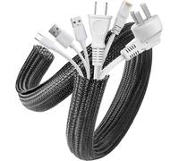 AGPTEK 19mm-6.1m Organizador de Cables, Manguito de Cable Auto, Recoge Cables Cierrre, Revestimiento de Cable Tejido Recortable Flexible, Adecuado para Escritorio, TV, Suelo
