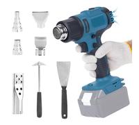 Agrdeed Pistola de aire caliente con batería para Makita 18 V, 2 temperaturas, 300/550 ℃, película retráctil, pistola de aire caliente con 7 boquillas de acero inoxidable para manualidades, película