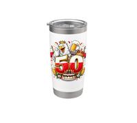 Águila polaca de cumpleaños número 50 con corona y tazas de cerveza Vaso térmico de acero inoxidable de doble pared