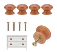 AHANDMAKER 4 pomos redondos de madera, 28 mm, forma de seta, muebles, cajones, tiradores de tren para muebles de cocina, armarios, cajones y cajones, color marrón claro