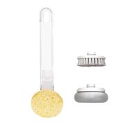 Ahgsup Cepillo para Fregar Platos, Cepillo para Limpiar Platos, Olla, Sartén, Esponja, Fregador 3 en 1, Largo, Cerdas Suaves, Cabezal de de Alambre de Acero con Espo (Blanco Transparente)