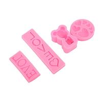 Ahgsup Molde Romántico de Silicona para Decoración de Magdalenas para Pastel de Aniversario, 4 Piezas de Molde de Fondant Rosa Resistente a Altas Temperaturas para Regalos del Día de San Valentín