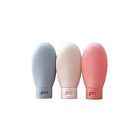 AHIOJEGX Botella exprimible Botella dispensadora de silicona 90/60ml, contenedor almacenamiento Gel ducha y champú portátil, botella loción rellenable con tubo exprimidor, 3 uds(60ml-01)