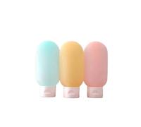 AHIOJEGX Botella exprimible Botella dispensadora de silicona 90/60ml, contenedor almacenamiento Gel ducha y champú portátil, botella loción rellenable con tubo exprimidor, 3 uds(60ml-03)
