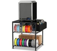 AHOWPD Soporte para impresora 3D con almacenamiento de filamentos, mesa de impresora 3D, estante de almacenamiento de filamentos, escritorio de carrito 3D resistente con ruedas para taller, estudio
