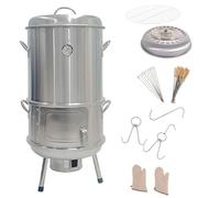 Ahumador Barbacoa Portatil Carbon Barril De Acero Inoxidable De 360° Con Termómetro Y Puerta De Observación Diseño Dividido para Camping 40 X 95 Cm Barril Asador