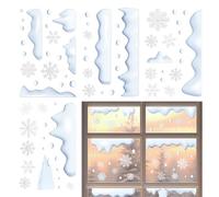 Ahuuen Decoración Navideña Para Ventanas - Pegatinas Estáticas Para Cristales De Nieve Y Hielo - 4 Unidades Decoración Reutilizable Para Escaparates Aulas Chimeneas Puertas De Vidrio
