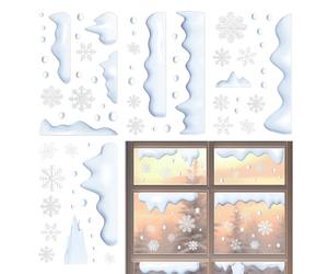 Ahuuen Decoración Navideña Para Ventanas - Pegatinas Estáticas Para Cristales De Nieve Y Hielo - 4 Unidades Decoración Reutilizable Para Escaparates Aulas Chimeneas Puertas De Vidrio