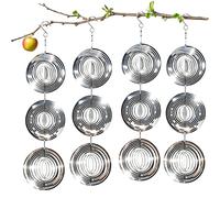 Ahuyentador de Pajaros Acero Inoxidable 4 Piezas, 3D Carillón de Viento Reflectante Giratorio 360°, Espanta Palomas y Repelente para Balcones, Jardines, Huertos y Estanques