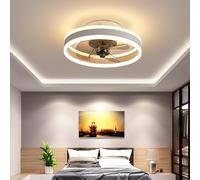 AHWEKR Reversible Led Ventilador Techo con Luz Silencioso y Mando 6 Velocidades Dormitorio Lamparas Ventilador de Techo Salon Moderno Φ40cm 30W Regulable Pequeño Luz Techo,Blanco
