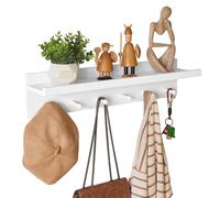 Aibiju Perchero de Madera con Estante Montado en la pared, Estante Colgante de pared de Entrada de 60 cm, para Baño, Cocina, Organizador de Llaves de Toalla Blanco YD-WS0260W