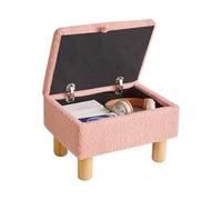 Aibiju Reposapiés Pequeño con Almacenamiento, Taburete Otomano Tapizado de Piel Sintética, Reposapiés para Sofá, Taburete para Pambiar Zapatos para Sala de Estar y Dormitorio, Rosa YD-JD136P