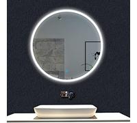 Aica 70x70cm Espejo Baño Redondo con Luz Led Blanco Espejo de Maquillaje Interruptor de Sensor Táctil, Función Antiniebla, Montado en la Pared