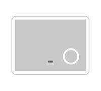 Aica LED Espejo de Baño 80 x 60cm con Reloj, Bluetooth, Lupa 3x, Regulable en 3 Temperaturas de Color