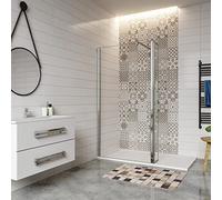 AICA SANITARIOS Mampara de Ducha Panel Fijo + Lateral Móvil 8mm Antical Barra 70-120cm - 50x30x200cm