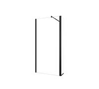 AICA Walkin Mampara Panel de ducha 2 hojas Panel fijo+Lateral giratorio Vidrio 8mm Antical con Barra Negra mate 70-120cm Tamaño[(53.9-55.9)+30]x200cm Black 90x200cm