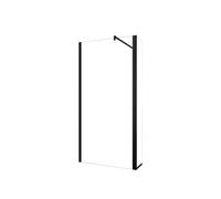 AICA Walkin Mampara Panel de ducha 2 hojas Panel fijo+Lateral giratorio Vidrio 8mm Antical con Barra Negra mate 90cm Tamaño[(53.9-55.9)+40]x200cm Black 180x200cm