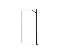 AICA Walkin Mampara Panel de ducha 2 hojas Panel fijo+Lateral giratorio Vidrio 8mm Antical con Barra Negra mate 73-120cm Tamaño[(53.9-55.9)+40]x200cm Black 110x200cm