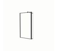 AICA Walkin Mampara Panel de ducha borde de serigrafía negra 2 hojas Vidrio 8mm Antical con Barra Negra mate 140cm Tamaño[(83.9-85.9)+40]x200cm Black