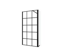 AICA Walkin Mampara Panel de ducha Serigrafiado de celosía cuadrada 2 hojas Vidrio 8mm Antical con Barra1 Negra mate 90cm Tamaño[(83.9-85.9)+30]x200cm Black 110x200cm