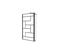 AICA Walkin Mampara Panel de ducha Serigrafiado de línea negra 2 hojas Vidrio 8mm Antical con Barra Negra mate 90cm Tamaño[(73.9-75.9)+30]x200cm Black 100x200cm