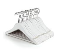 Aicasa - Perchas de Madera Blanca para Ropa de Infantiles, Bebés, Niños, Hombros con Muescas, Antideslizantes para Chaquetas, Camisas, Pantalones, abrigos，Gancho Giratorio de 360°, Pack 6/12/24/48
