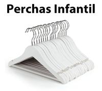 Aicasa - Perchas de Madera Blanca para Ropa de Infantiles, Bebés, Niños, Hombros con Muescas, Antideslizantes para Chaquetas, Camisas, Pantalones, abrigos，Gancho Giratorio de 360°, Pack 6/12/24/48 Uni