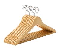 Aicasa Perchas de Madera para Trajes, Color Blanco y Madera , Hombros con Muescas, Antideslizantes para Chaquetas, Camisas, Pantalones, abrigos，Gancho Giratorio de 360°, Pack 6/12/24/48 Unidades