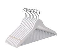 Aicasa Perchas de Madera para Trajes, Color Blanco y Madera , Hombros con Muescas, Antideslizantes para Chaquetas, Camisas, Pantalones, abrigos，Gancho Giratorio de 360°, Pack 6/12/24/48 Unidades
