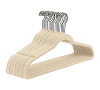 Aicasa Perchas de Ropa Terciopelo Beige para Trajes, Hombros con Muescas, Antideslizantes para Chaquetas, Camisas, Pantalones, abrigos，Gancho Giratorio de 360°, Pack 10/20/30/50/100/120