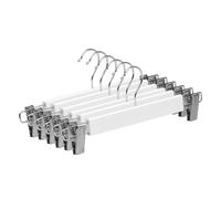 Aicasa Perchas para Pantalones，Percha de Madera para Faldas，Vaqueros con Pinzas Ajustables Anticorrosión y Gancho Giratorio 360°，Organizador de vestidos Hogar Color Blanco y Narutal