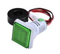 Aideepen - Comprobador de voltaje de corriente CA de 0.866 in, pantalla digital, voltímetro, amperímetro, medidor de frecuencia, panel multímetro, CA 60-500 V, 0-100 A, mini cuadrado (verde)