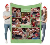 Aiebill Manta personalizada con fotos, regalos personalizados para parejas con texto de 7 imágenes para cumpleaños, Navidad, aniversario, San Valentín, para novio, novia, esposa, marido, mujeres y