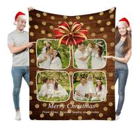 Aiebill Mantas personalizadas con texto en 4 imágenes, manta personalizada con foto, manta personalizada para Navidad, aniversario, boda, regalos para parejas